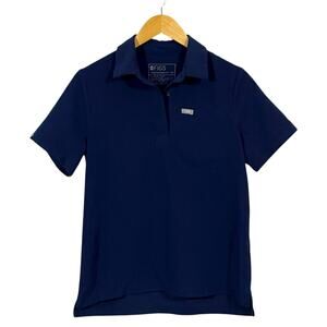 FIGS Nala Short Sleeve Scrub Polo Top - Blue - XS